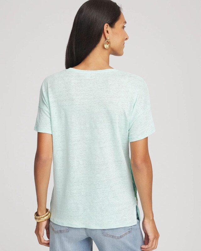 Linen Embellished Parrot Easy Tee - image 3
